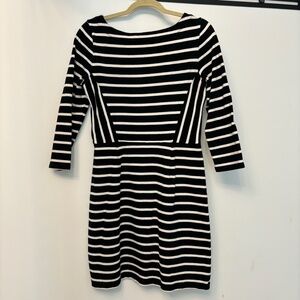 GAP, Black and Cream Striped Dress, Size Medium